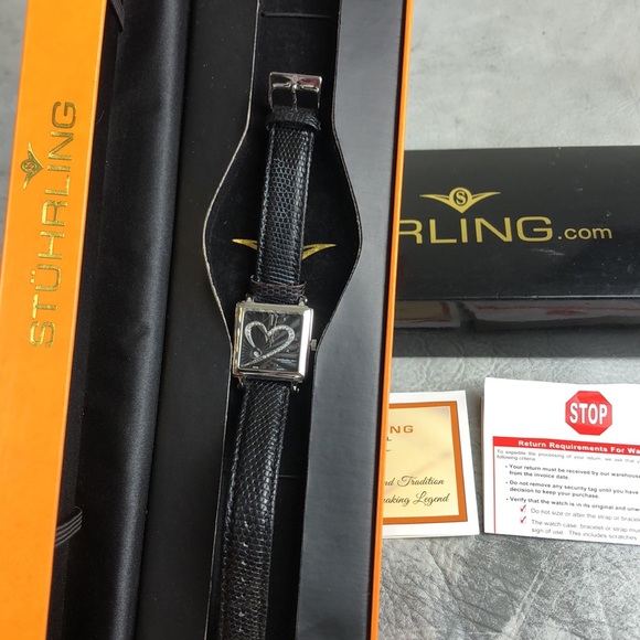 Stuhrling Original Krysterna Crystal Genuine Lizard Band Swiss Quartz - Picture 2 of 12